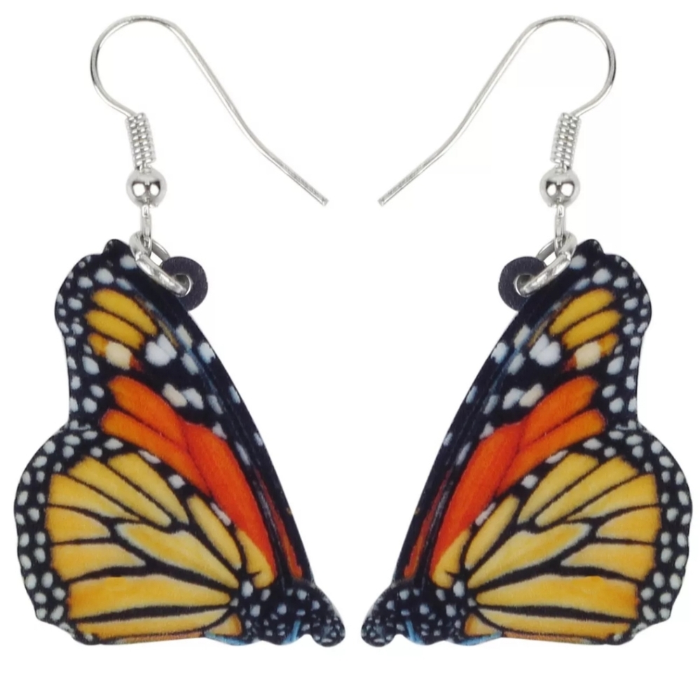 New Double Sided Acrylic Monarch Butterfly Earrings.